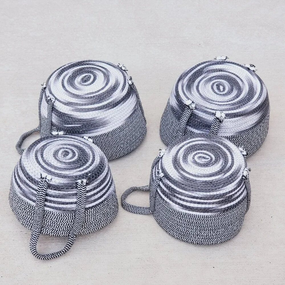 Cotton Rope Braided Storage Basket Woven Coiled Rope Bins Baby Nursery Organizer